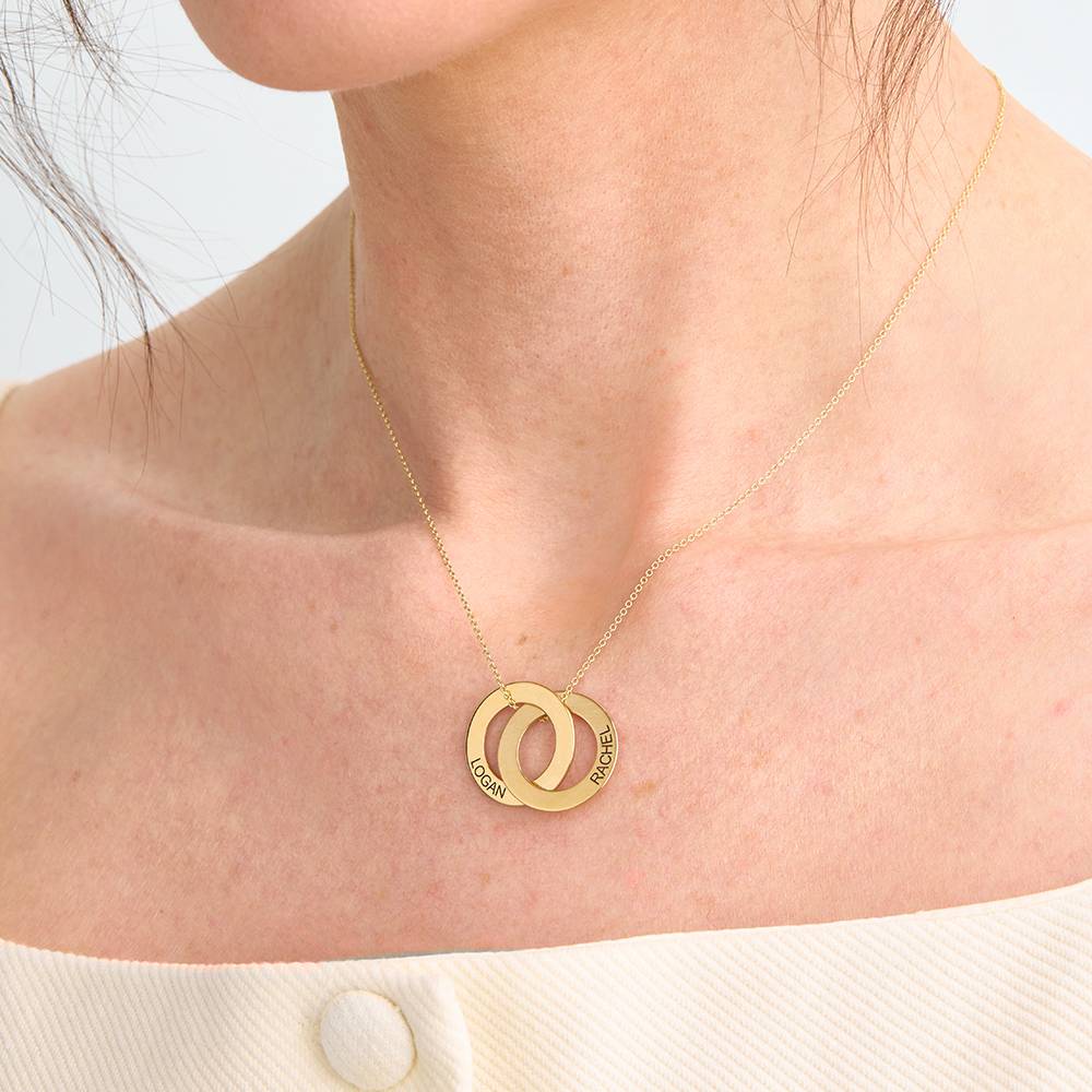 Collar de Anillo Ruso con 2 Anillos en Oro Sólido 14K-2 foto de producto