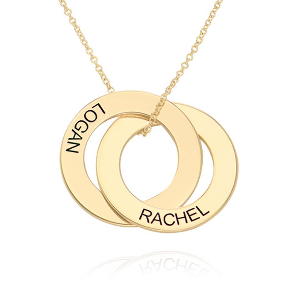 Russisk ring halskjede med 2 ringer i 14K hvitt gull produktbilde