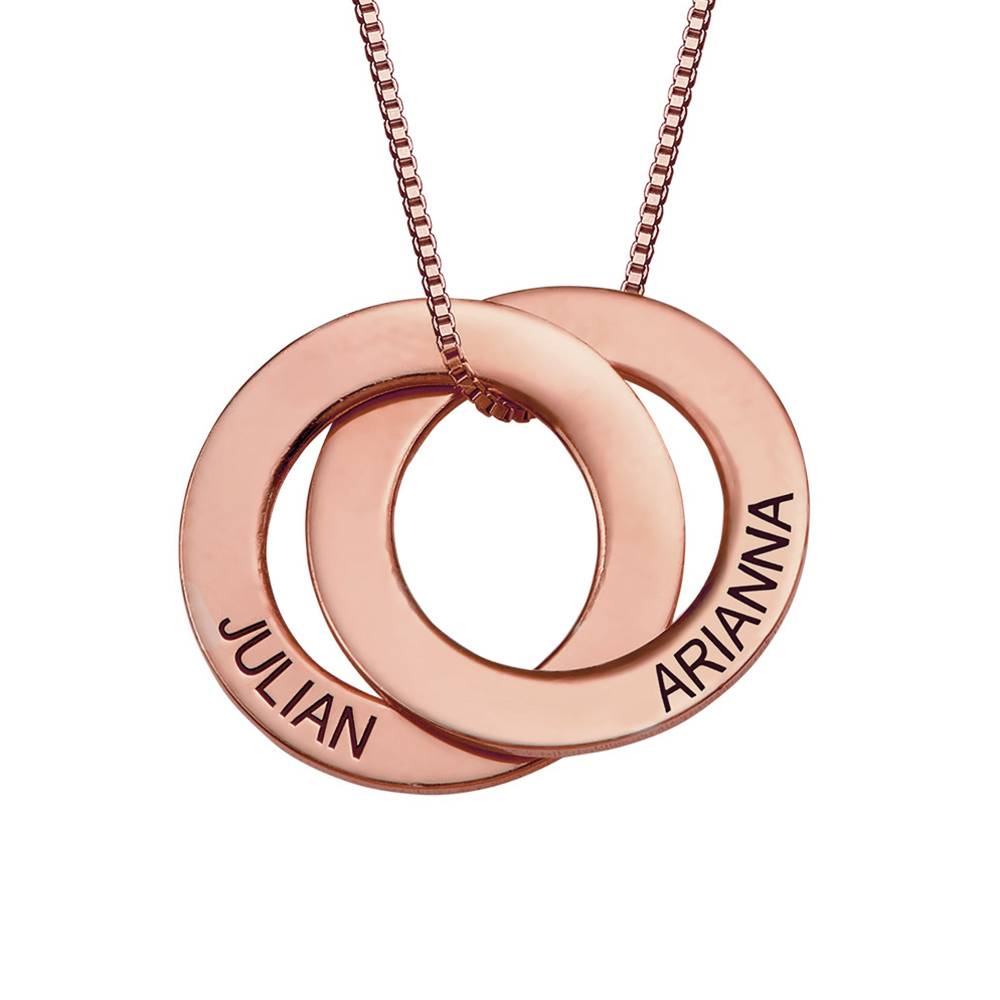 Russisk ring-halskæde med to ringe i rosaforgyldt sølv produkt billede