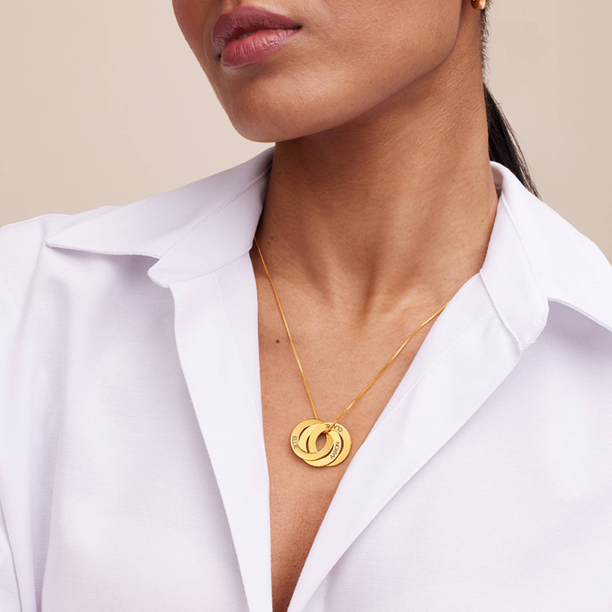 Collar Anillo Ruso Grabado en Oro Vermeil-2 foto de producto