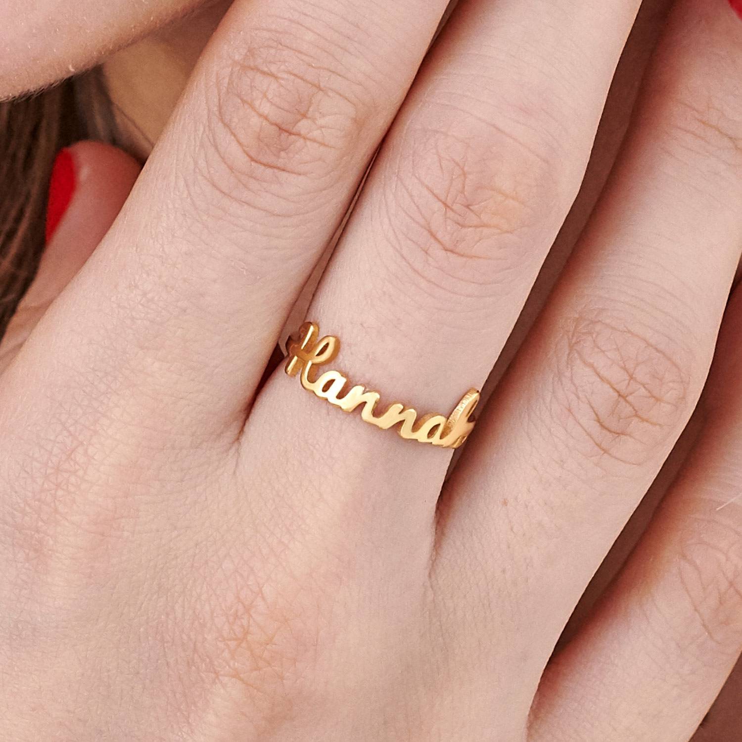 Anillo con Nombre Script en Oro Sólido 14K-1 foto de producto