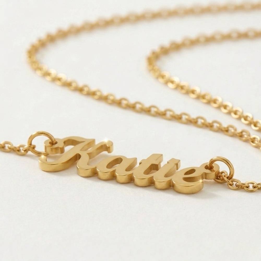 Custom Name Necklace in 18ct Gold Plated Stainless Steel-2 product photo