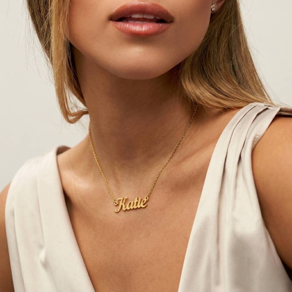 Custom Name Necklace in 18ct Gold Plated Stainless Steel-3 product photo