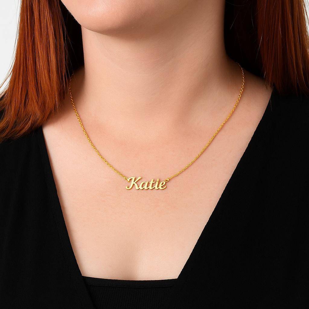 Collier Prénom personnalisé en Acier Inoxydable Plaqué Or 18 carats-1 photo du produit