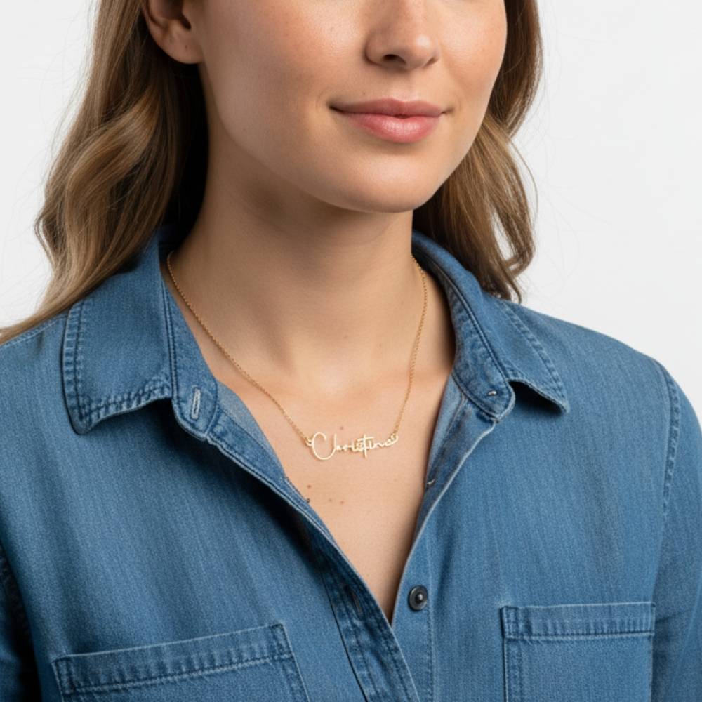 Signature Name Necklace in 18ct Gold Plated Stainless Steel-5 Signature Name Necklace in 18ct Gold Plated Stainless Steel-5 product photo