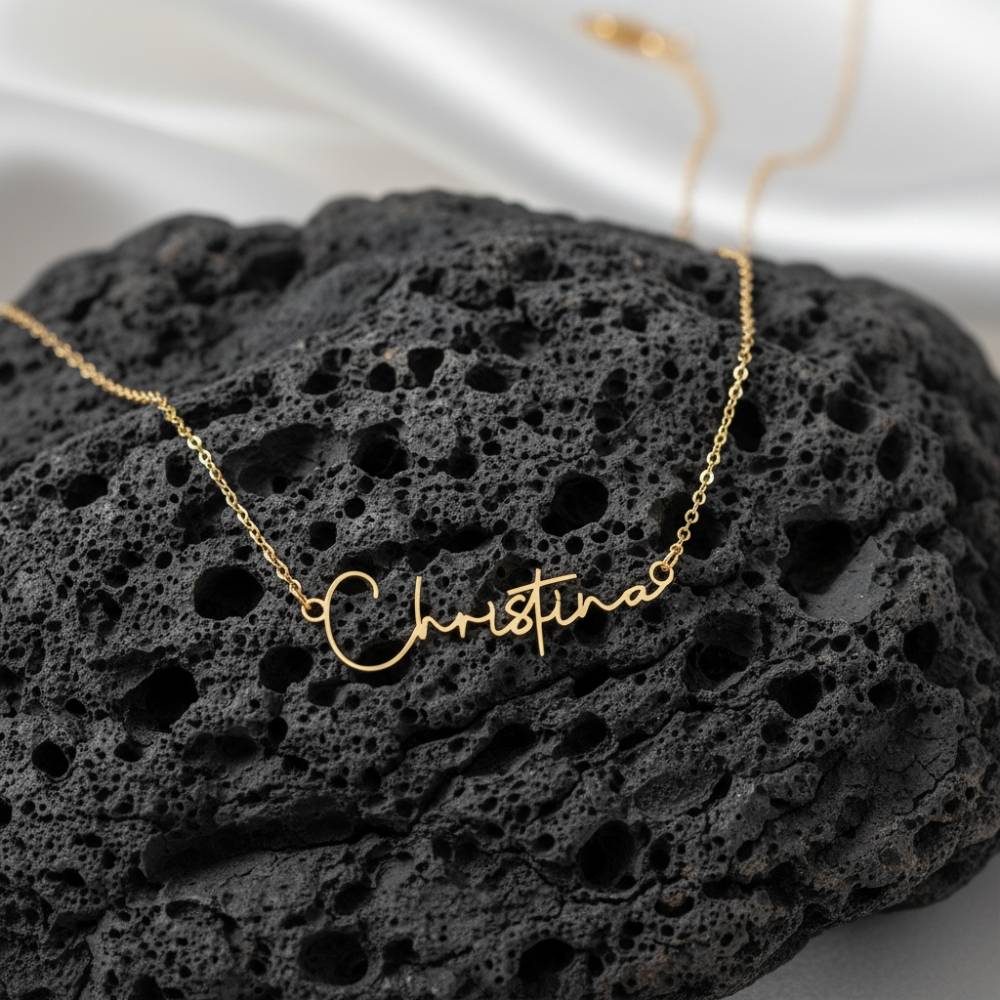 Signature Name Necklace in 18ct Gold Plated Stainless Steel-4 Signature Name Necklace in 18ct Gold Plated Stainless Steel-4 product photo