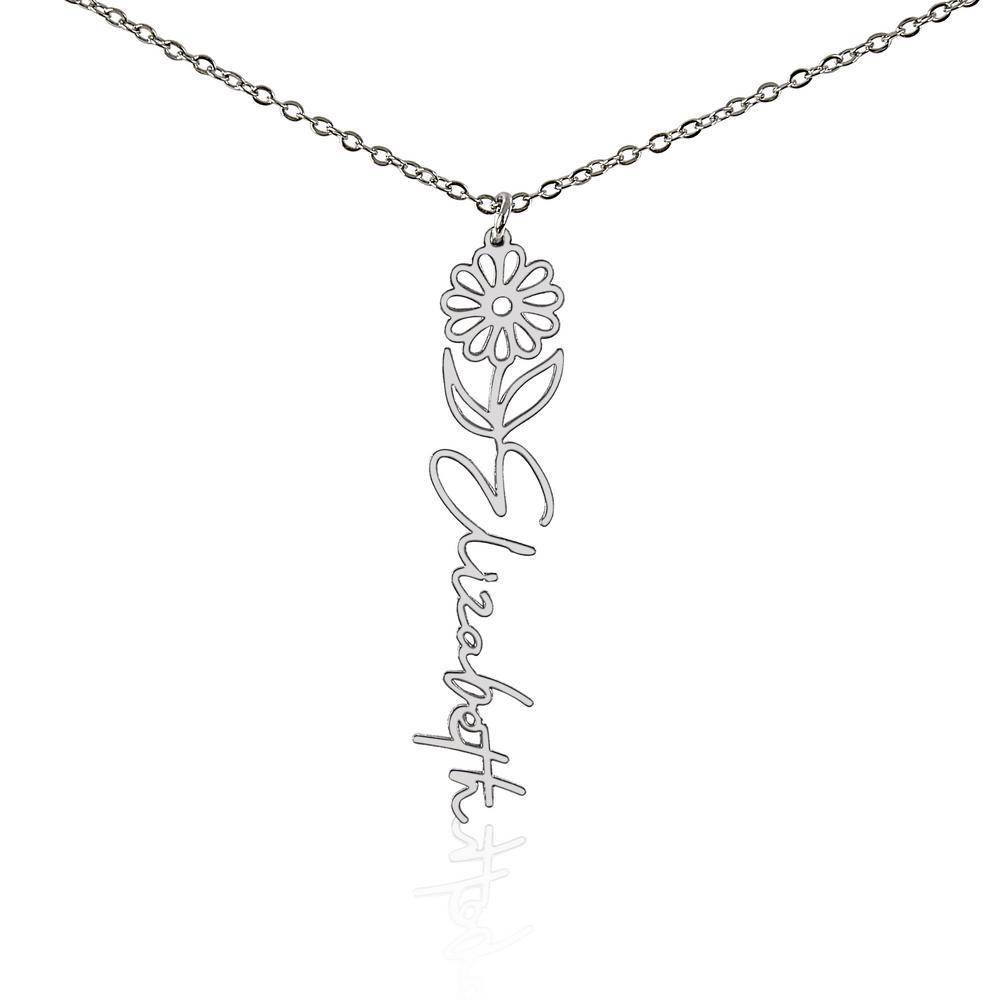 Custom Flower Name Necklace in Stainless Steel-1 product photo