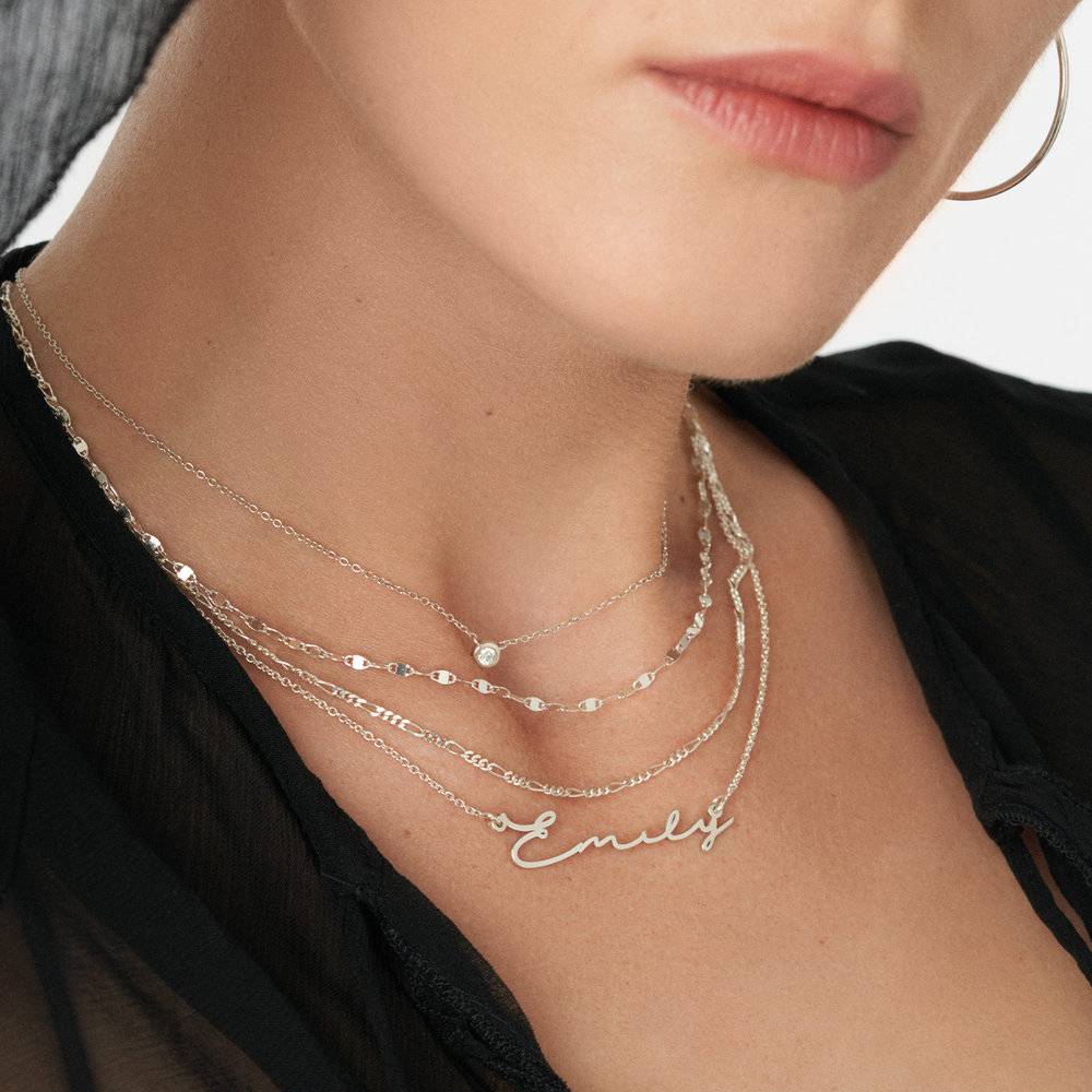 Signature Style Name Necklace in 14ct White Gold-2 product photo