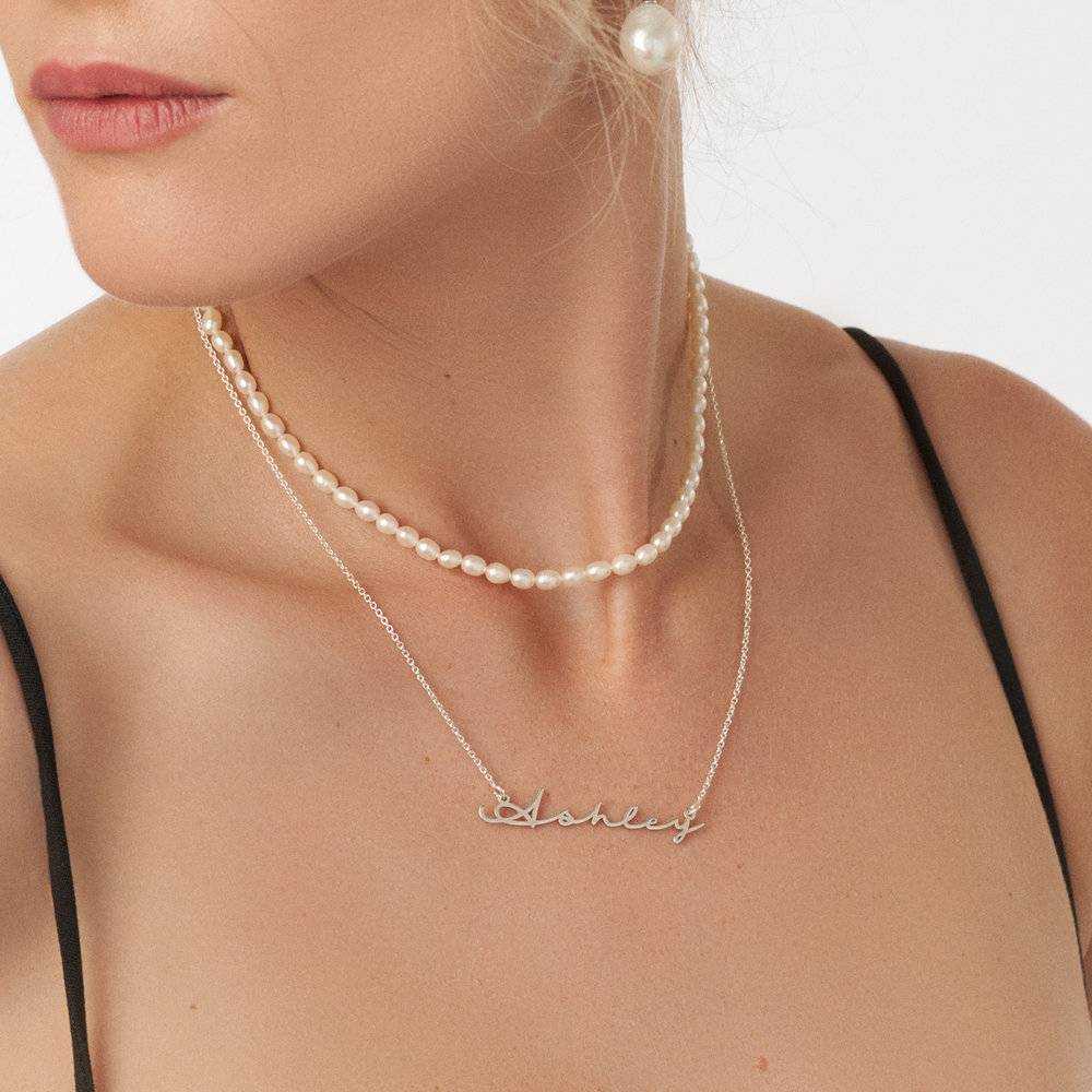 Signature Style Name Necklace in 14ct White Gold-3 product photo