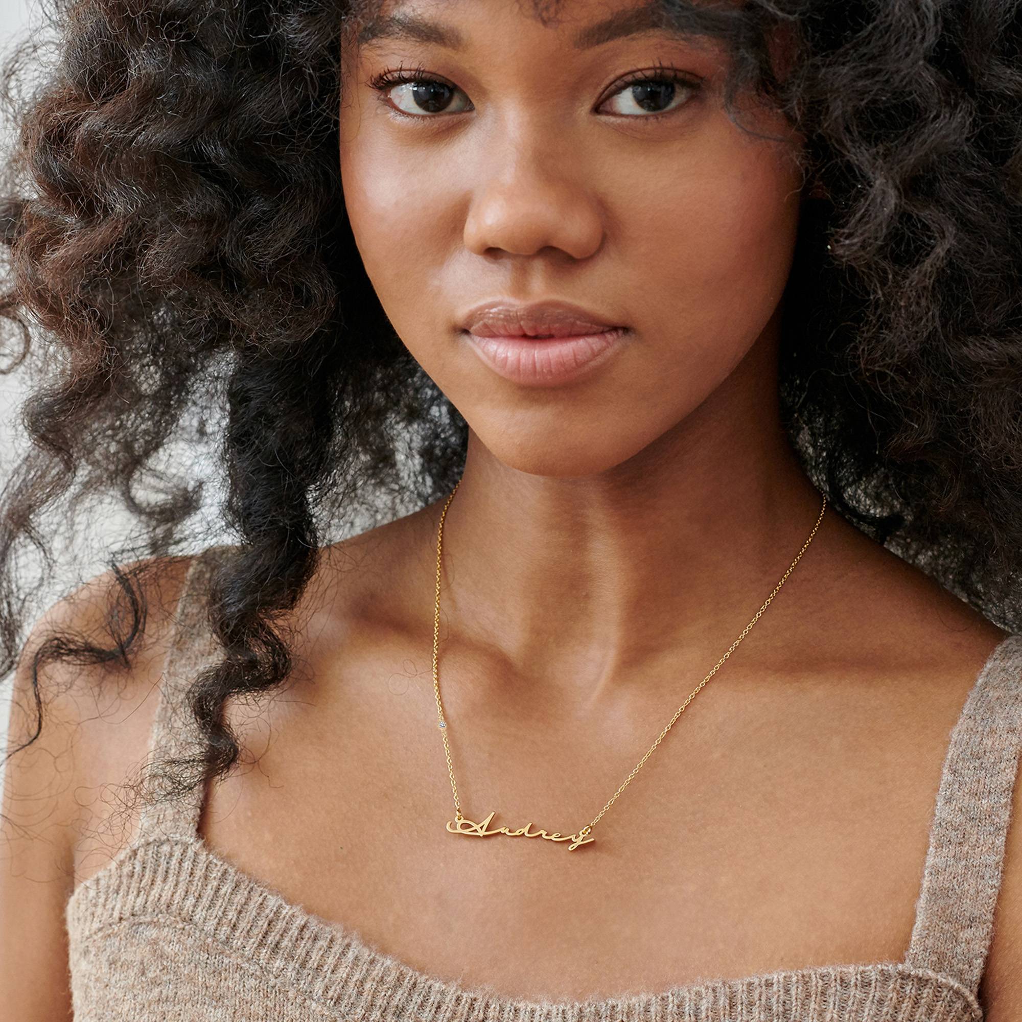Signature Style Name Necklace with Diamond in 18ct Gold Vermeil-1 product photo