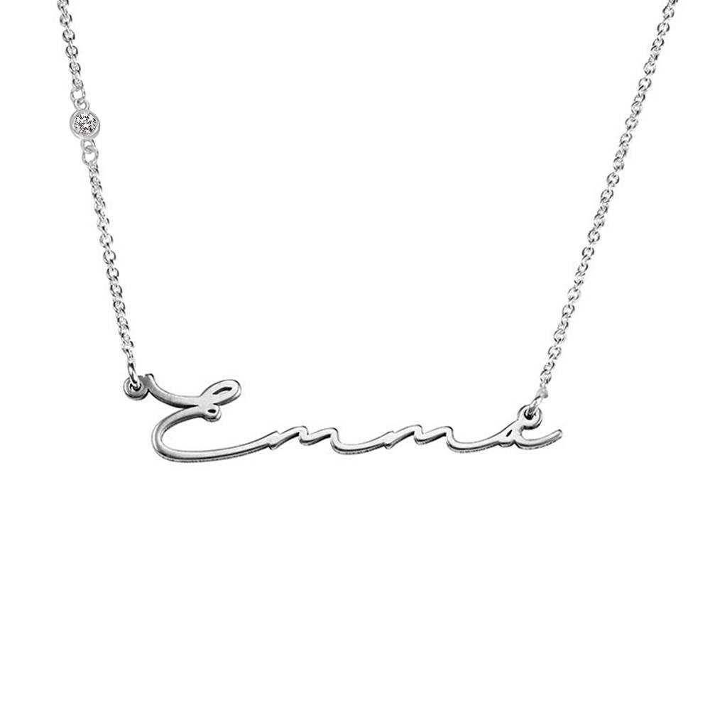 Signature Style Name Necklace in Sterling Silver with Diamond-2 product photo