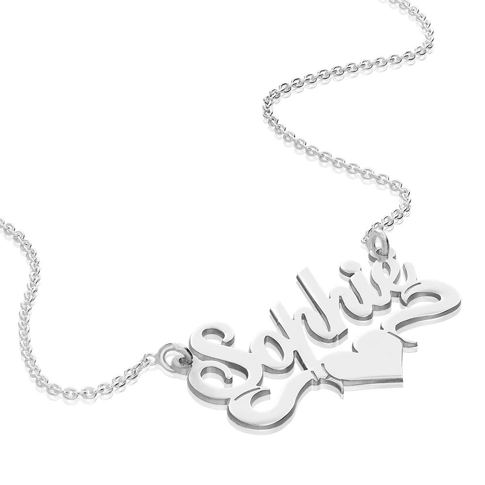 Silver Middle Heart Name Necklace-3 product photo
