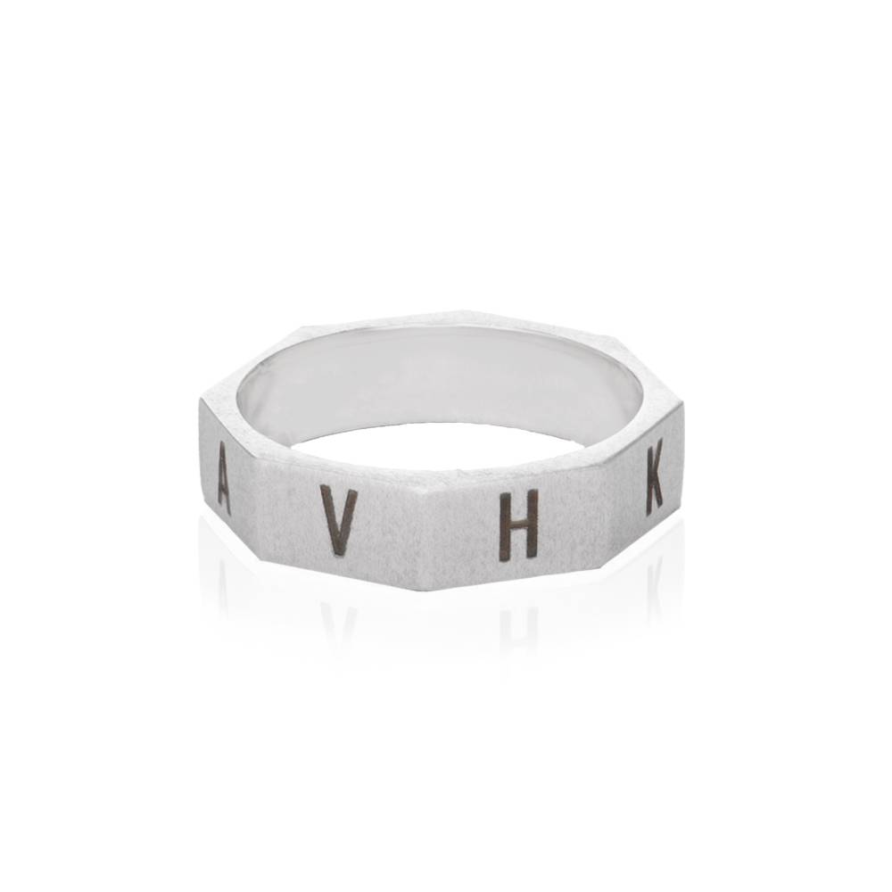 Silver Octagon Initial Ring For Men product photo