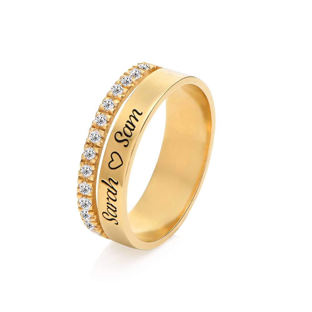 Sofia Double Band Ring with 0.15CT Diamonds in 18ct Gold Plating-1 product photo