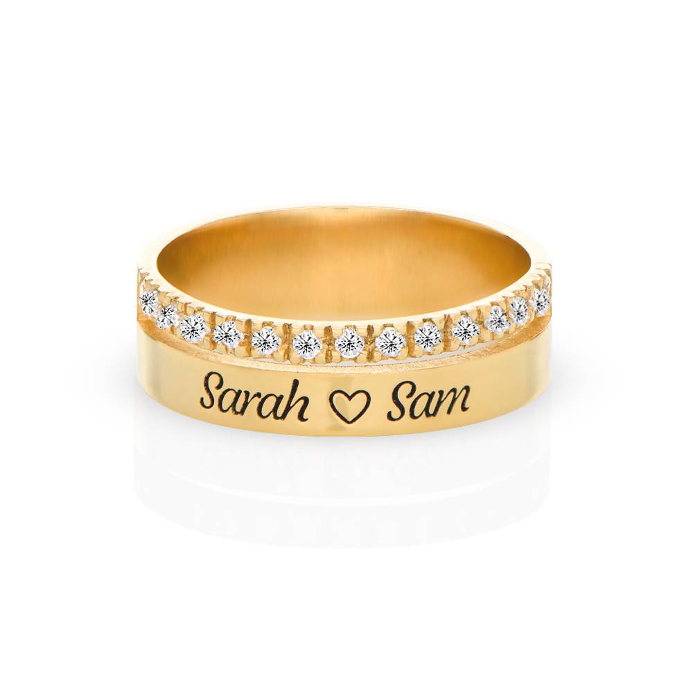 Sofia Double Band Ring with 0.15CT Diamonds in 18ct Gold Plating product photo