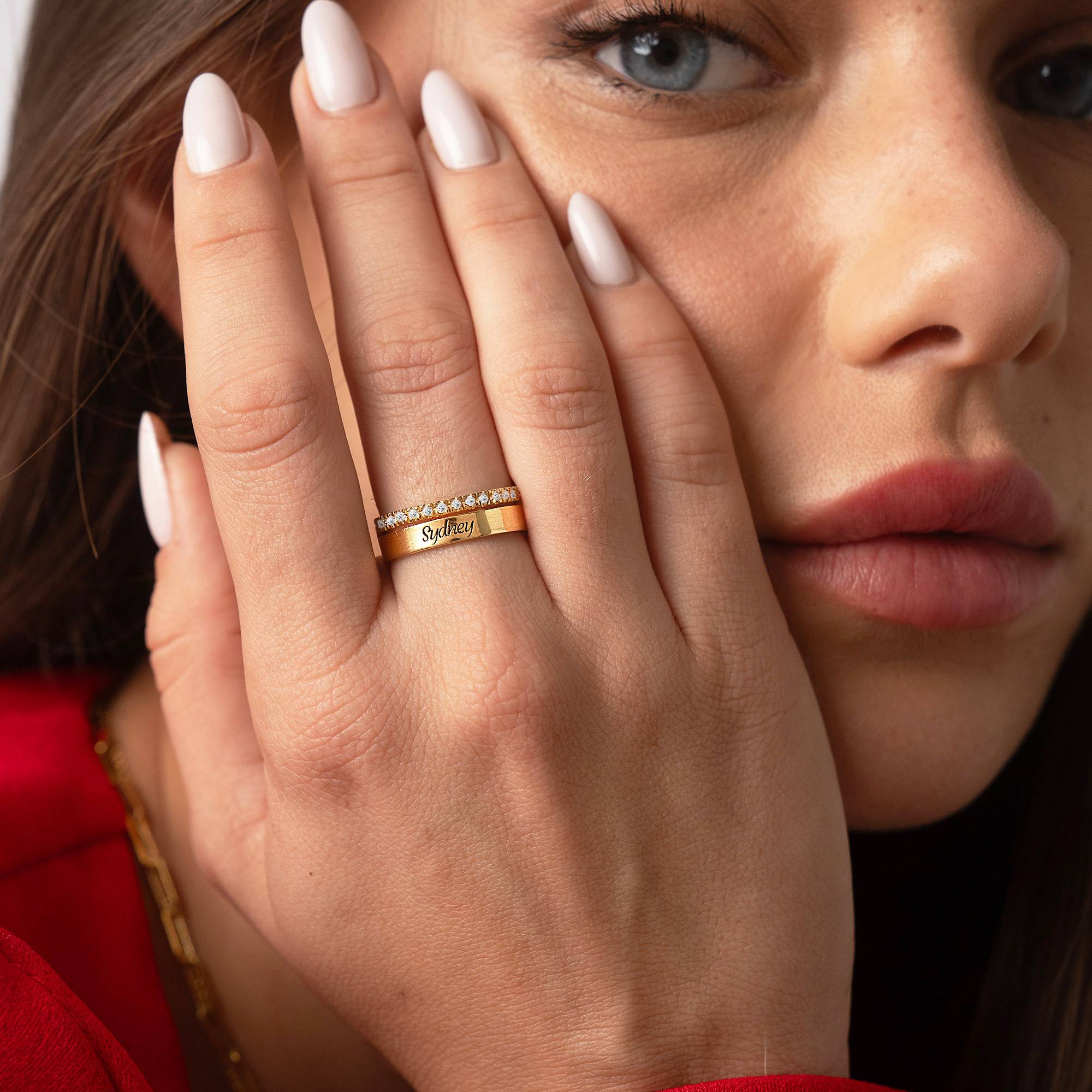 Sofia 2-Band-Ring mit 0,15CT Diamanten - 750er vergoldetes Silber-5 Produktfoto
