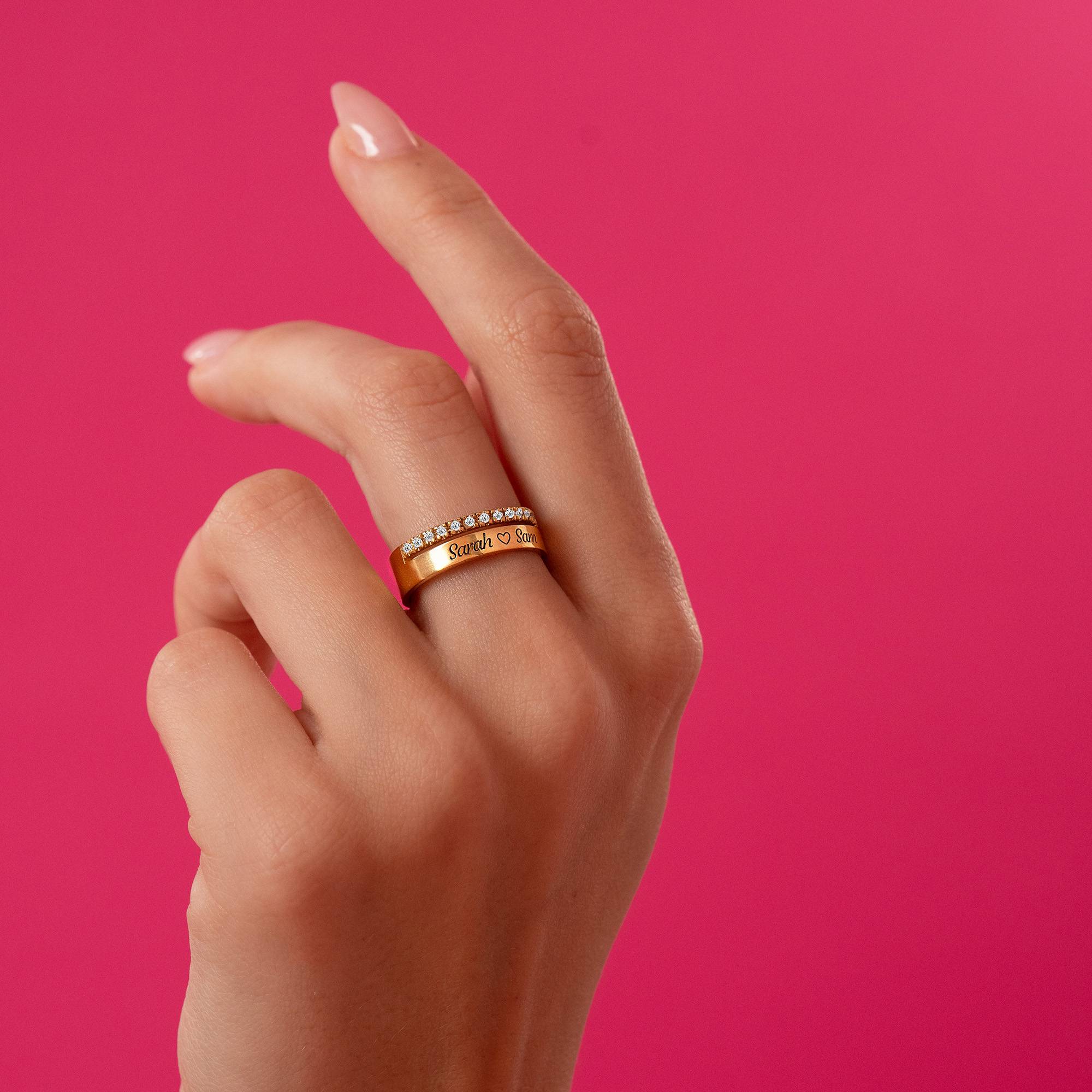 Sofia Double Band Ring med 0.15ct Laboratoriefremstillede Diamant i 18K Guld Vermeil-4 produkt billede