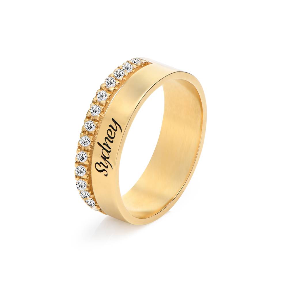 Sofia Double Band Ring med 0.15ct Laboratoriefremstillede Diamant i 18K Guld Vermeil-5 produkt billede