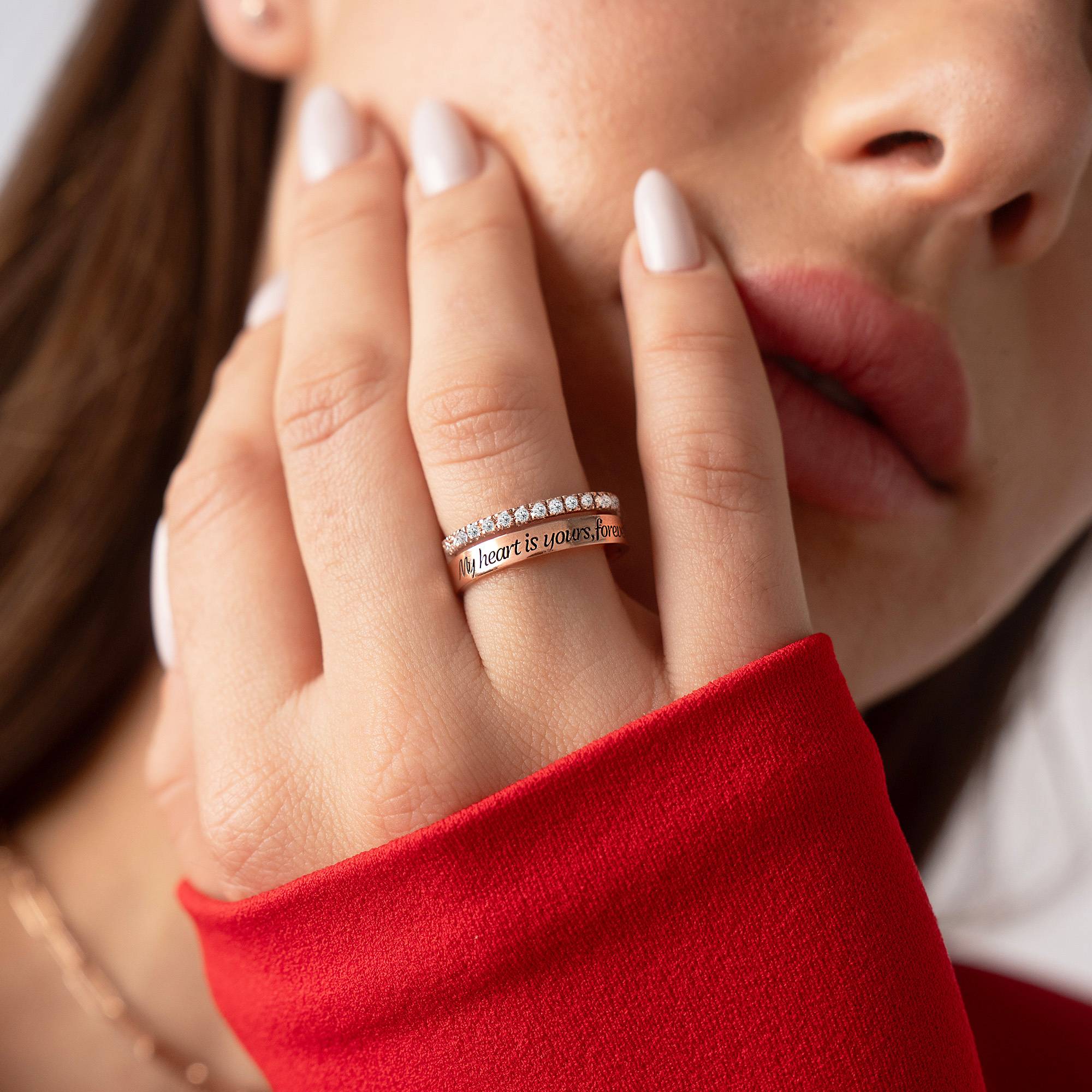 Sofia 2-Band-Ring mit 0,15CT Diamanten - 750er rosé vergoldetes Silber-1 Produktfoto