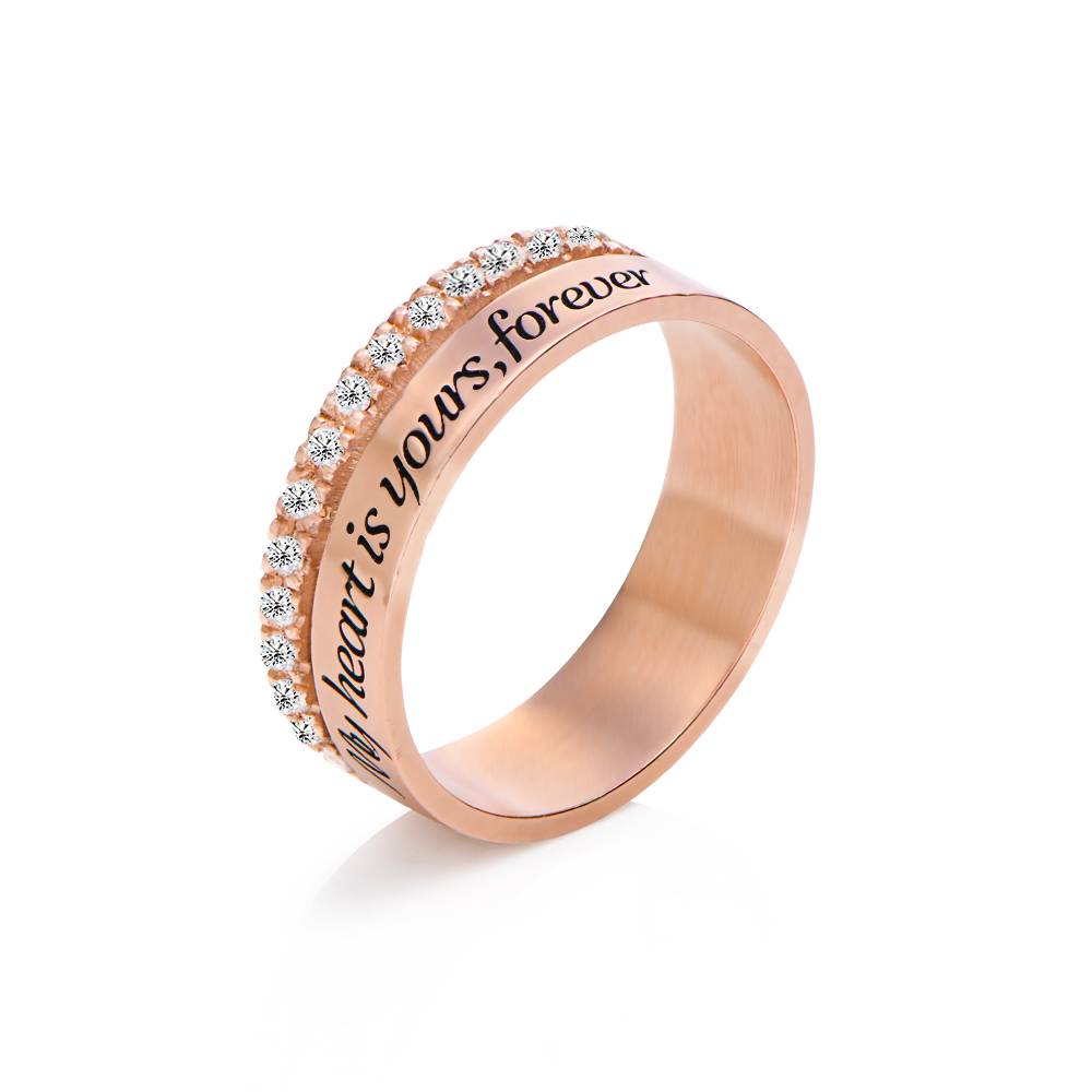 Sofia Double Band Ring with 0.15CT Diamonds in 18K Rose Gold Plating-4 product photo