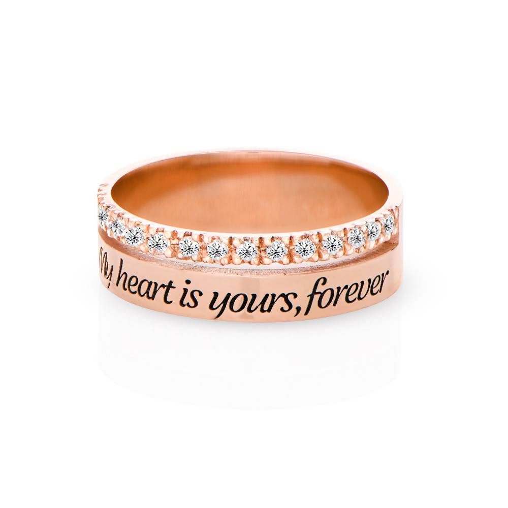 Sofia Double Band Ring with 0.15CT Diamonds in 18ct Rose Gold Plating-3 product photo