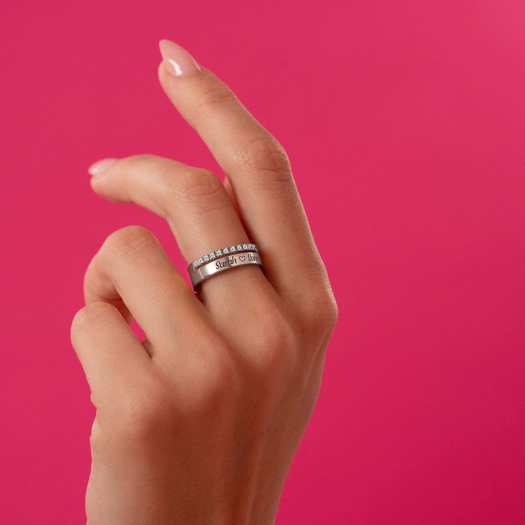 Sofia Double Band Ring med 0.15ct Laboratoriefremstillede Diamant i Sterlingsølv-2 produkt billede