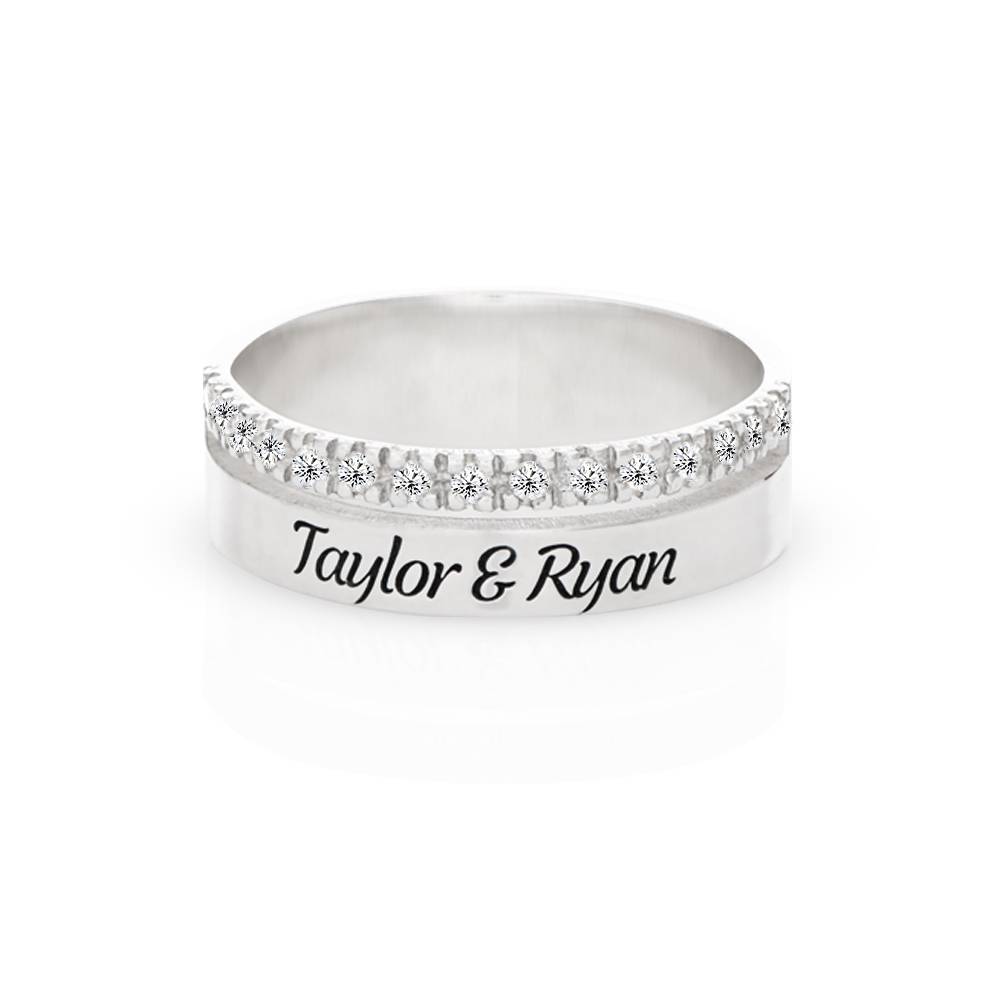 Sofia Double Band Ring with 0.15CT Diamonds in Sterling Silver product photo