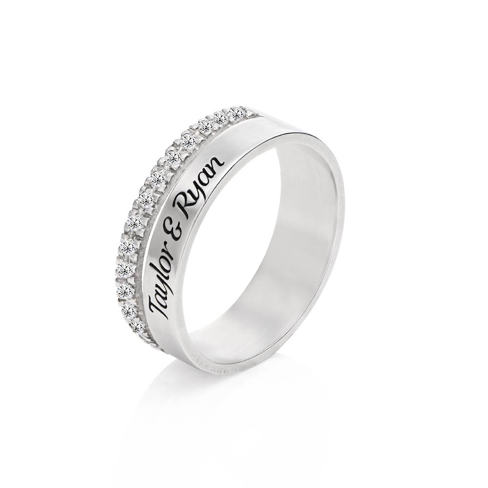Sofia Double Band Ring med 0.15ct Laboratoriefremstillede Diamant i Sterlingsølv-3 produkt billede