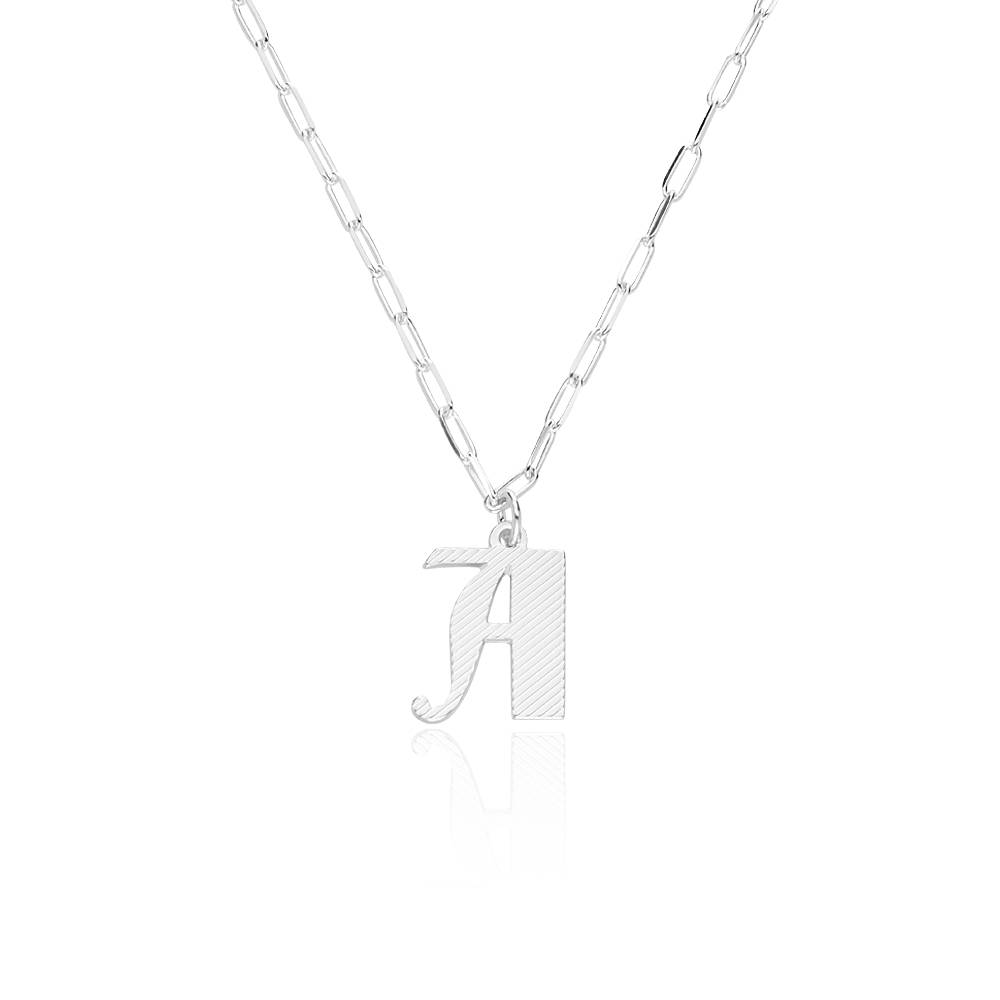 Gothic Initial Necklace in Sterling Silver-1 product photo
