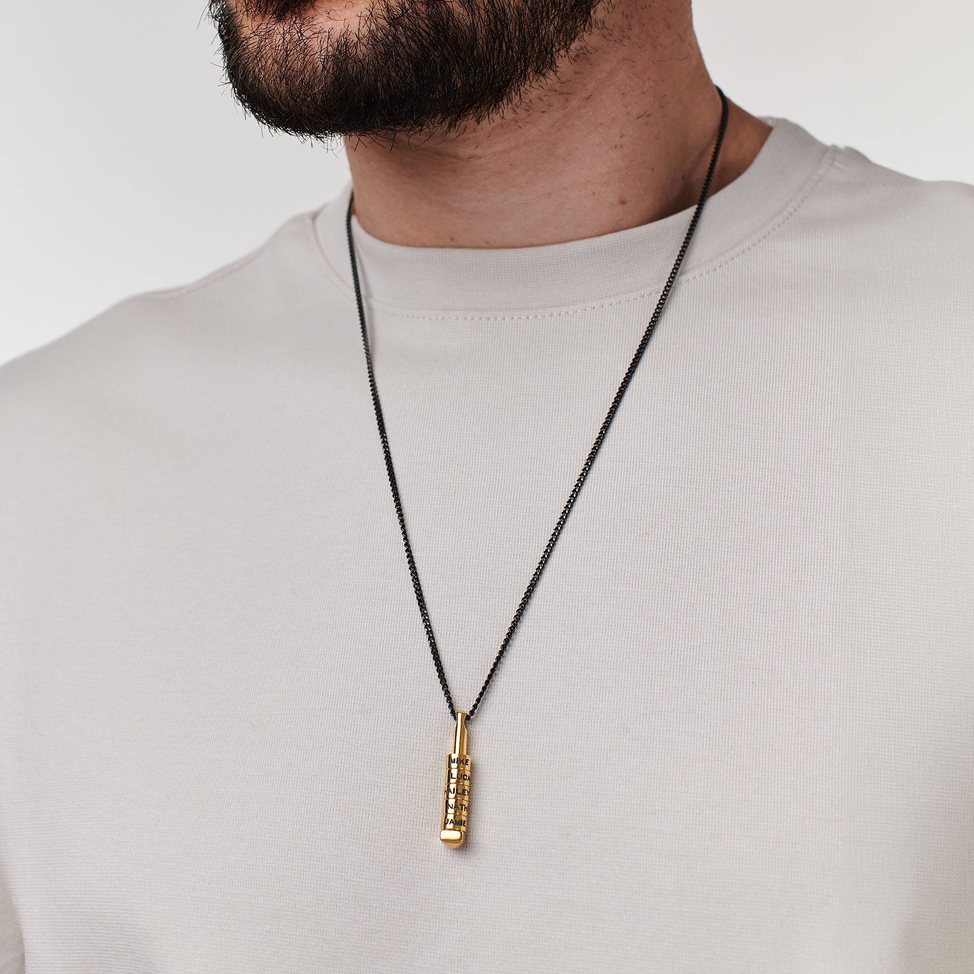 Stackable 3D Bar Necklace for Men in 18K Gold Plating-2 product photo