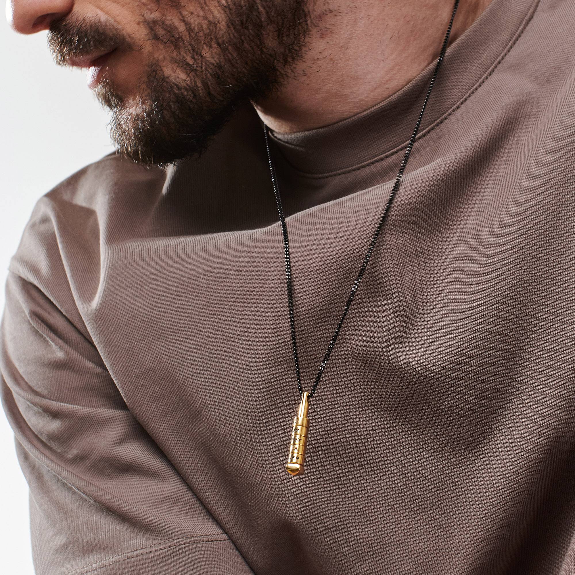 Stackable 3D Bar Necklace for Men in 18K Gold Vermeil-5 product photo