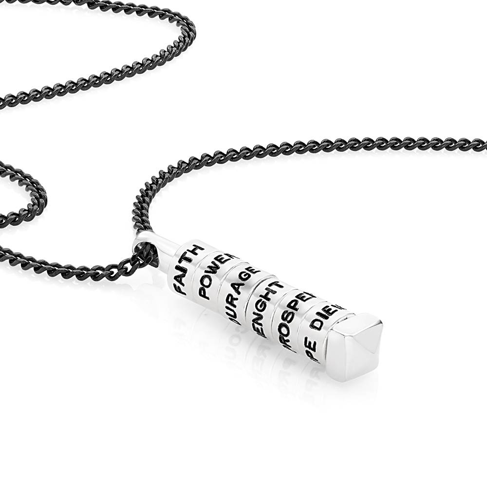 Stackable 3D Bar Necklace for Men in Sterling Silver-2 product photo