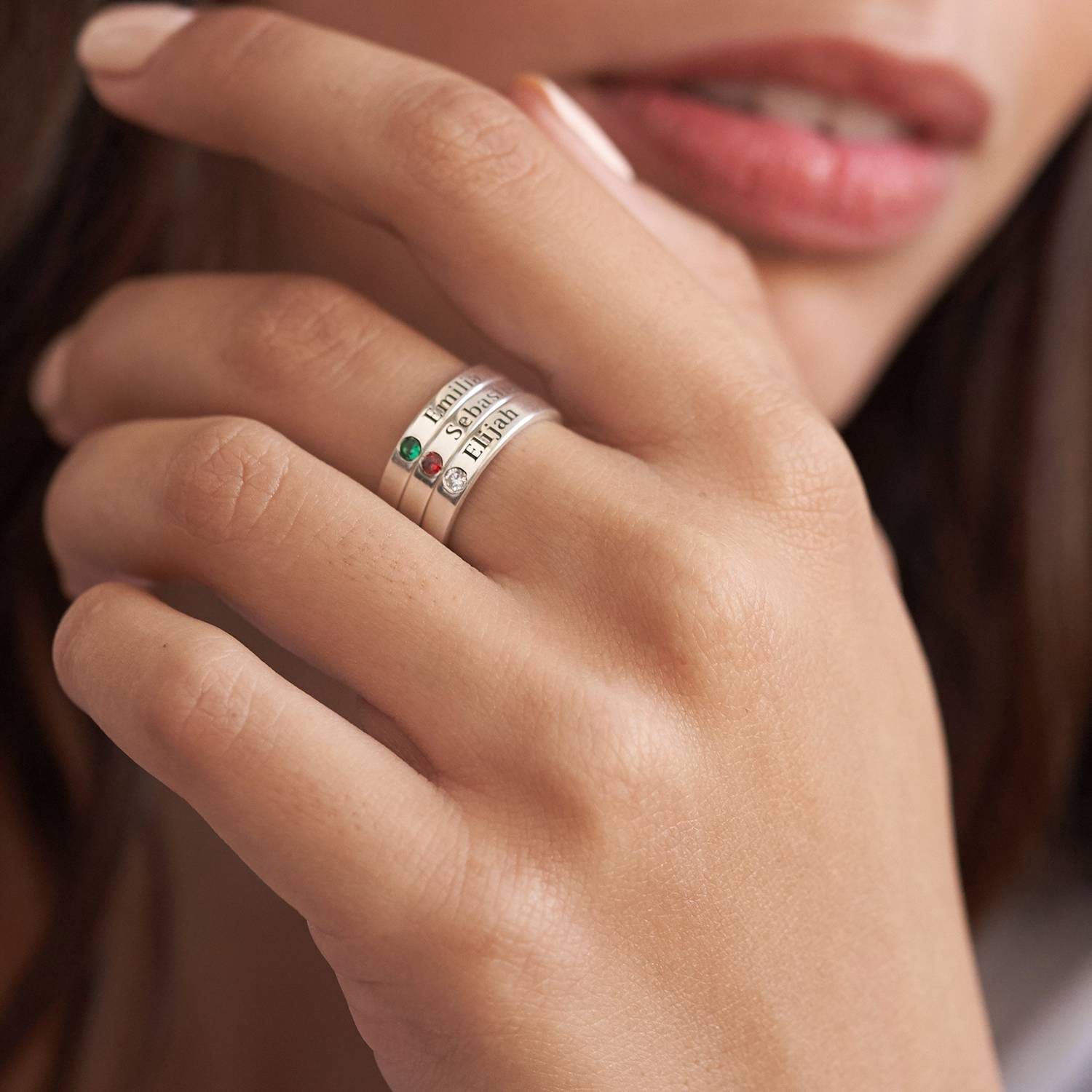 Naam ring met één steen-5 Productfoto