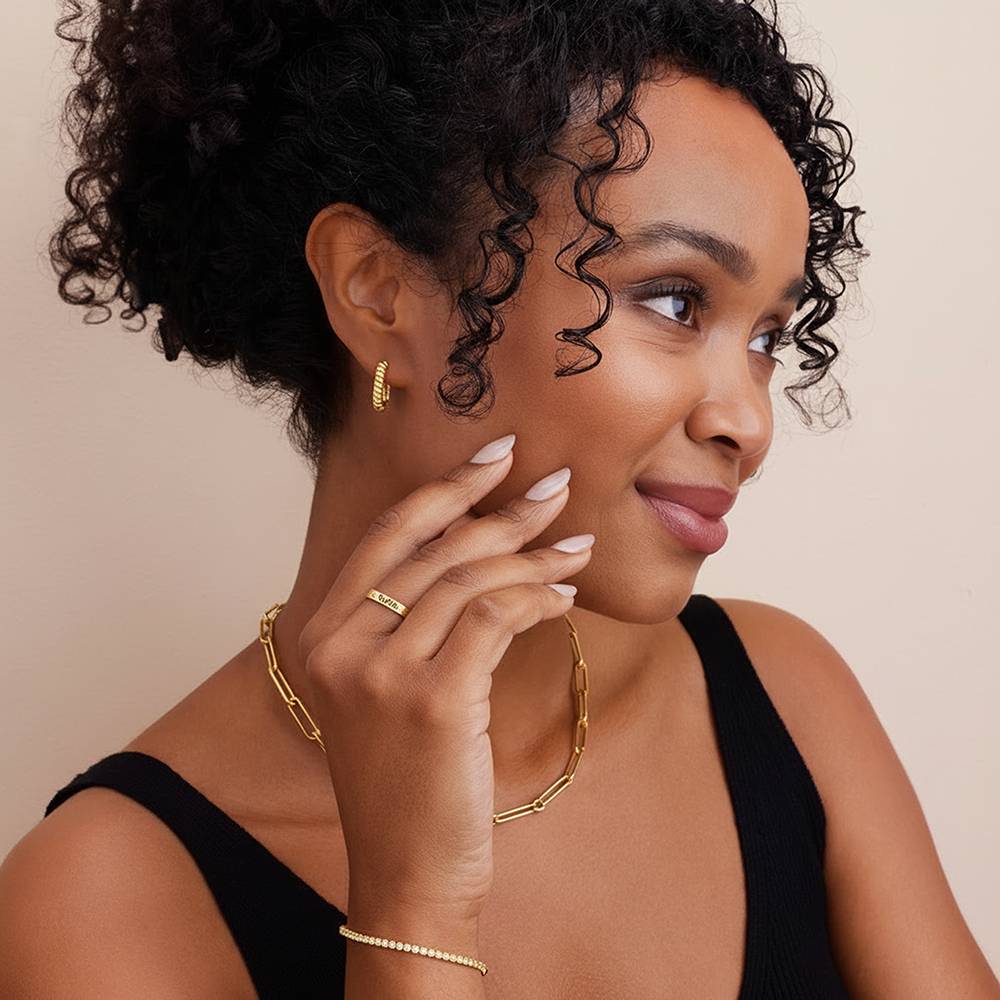 Ringstapel Namensring mit Geburtsstein - in Vergoldung-4 Produktfoto