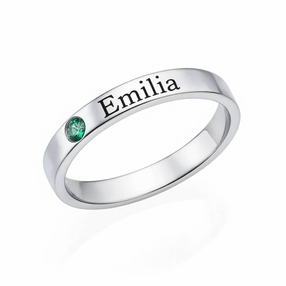 Stackable Birthstone Name Ring in Sterling Silver - in Silver-3 product photo