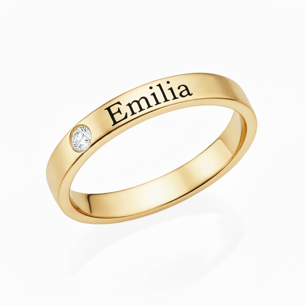Stapelbare Naamring met Diamant in Verguld