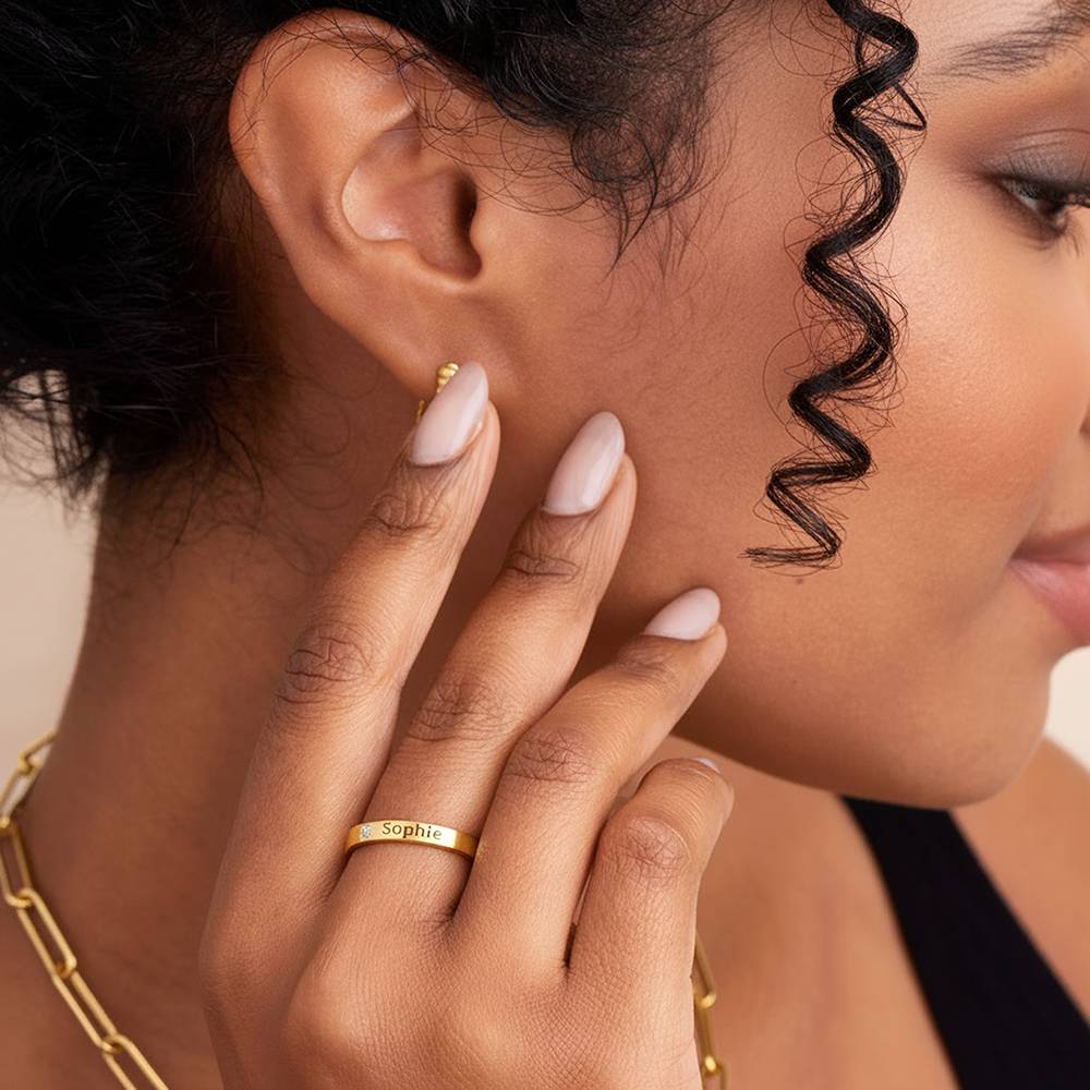 Ringstapel Namensring mit Diamant - in Vergoldung-2 Produktfoto