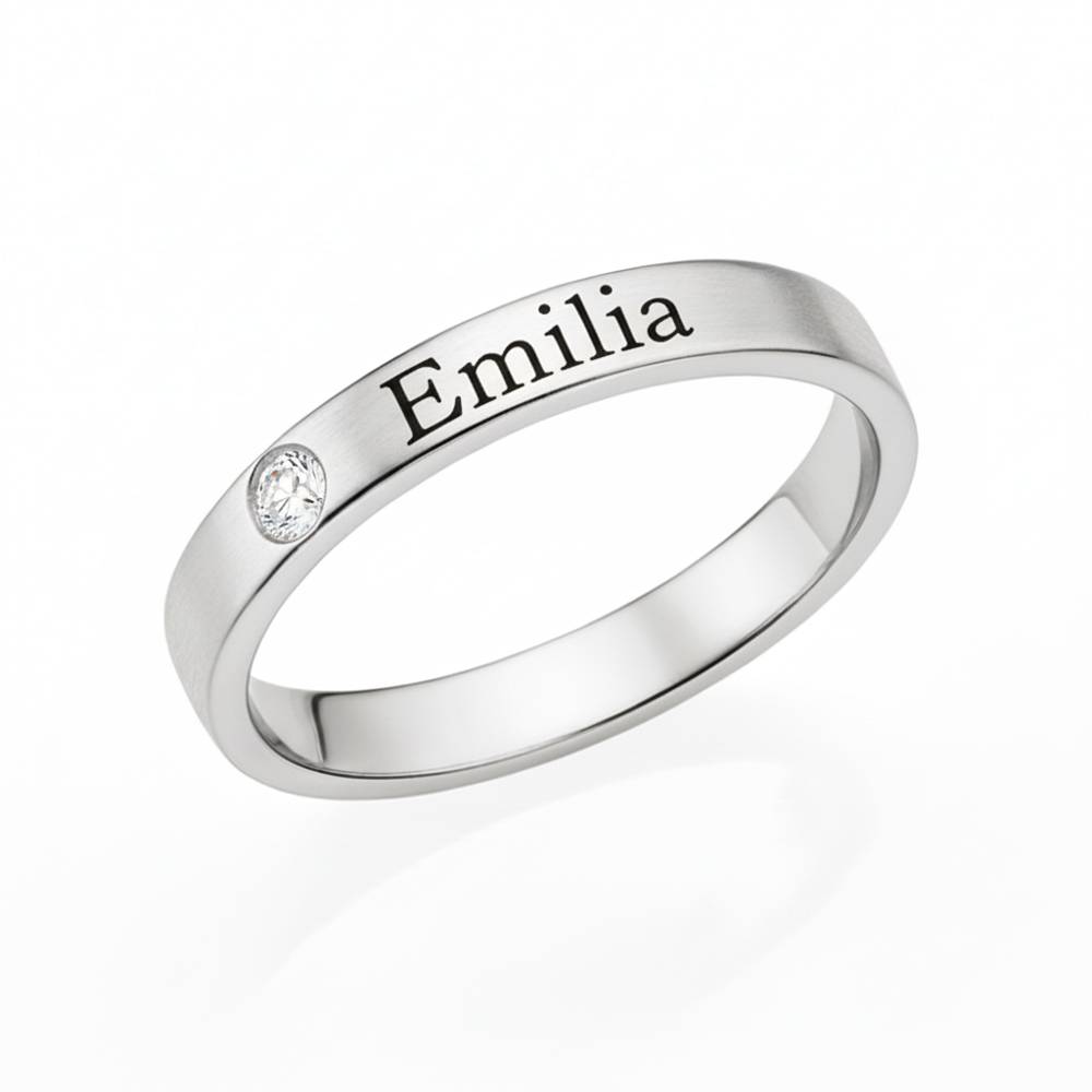 Stapelbare Naamring met Diamant in Zilver