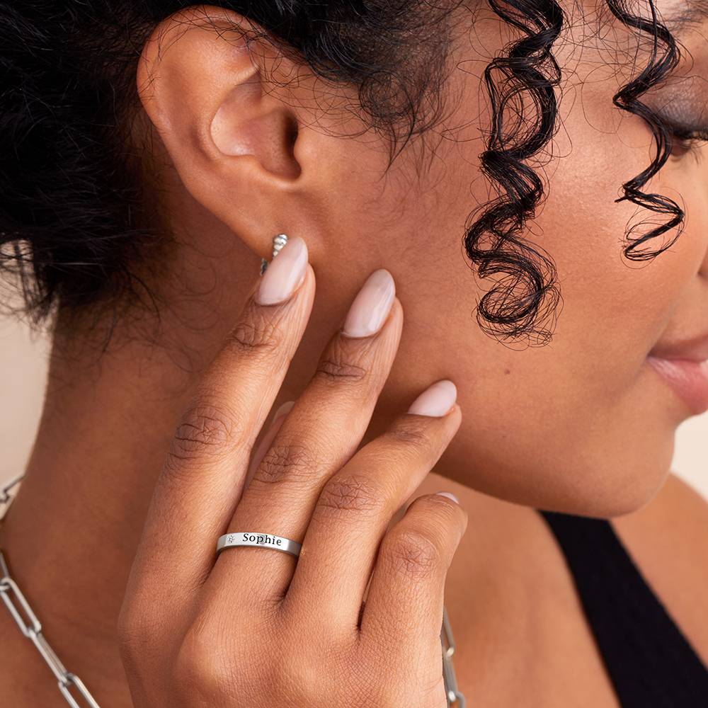 Ringstapel Namensring mit Diamant - in Silber-4 Produktfoto