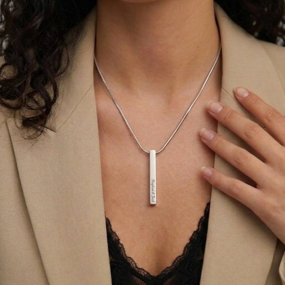 Gravierte 3D-Barrenkette - Edelstahl-3 Produktfoto