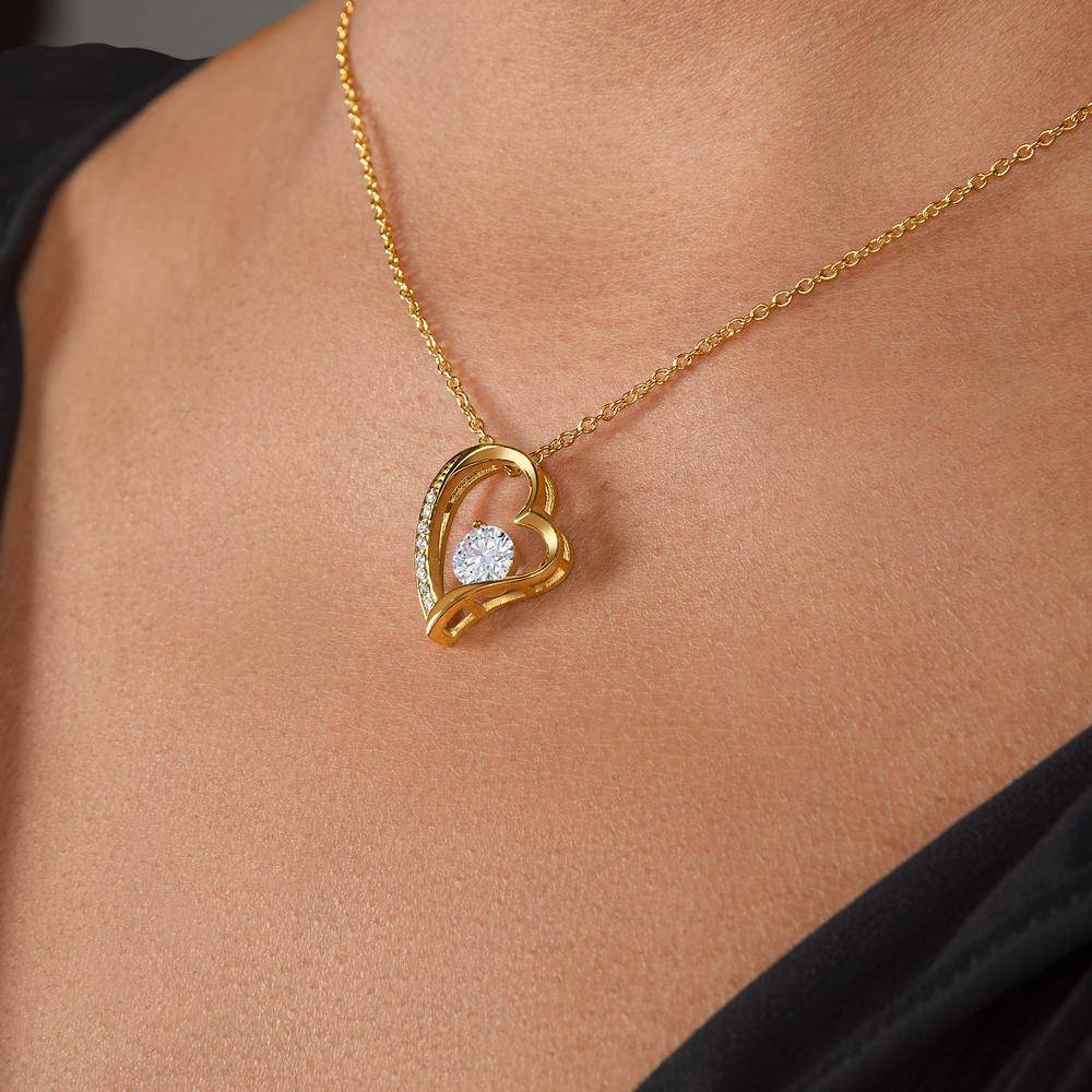 Stainless Steel Forever Love Necklace with MC in Gold Plating-1 Stainless Steel Forever Love Necklace with MC in Gold Plating-1 product photo