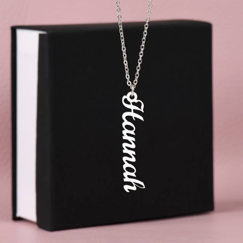 Vertical Name Necklace in Stainless Steel-4 product photo