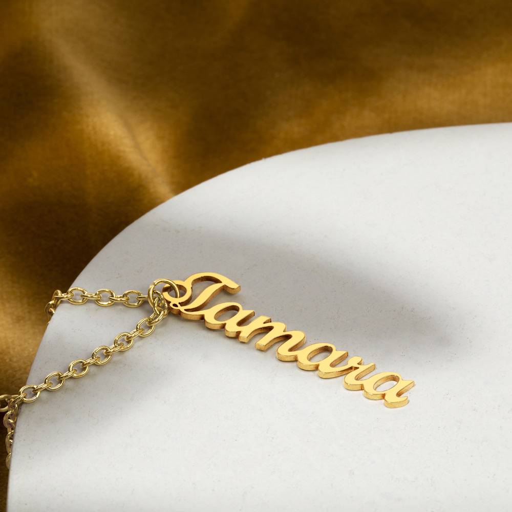 Vertical Name Necklace in 18ct Gold Plated Stainless Steel-3 product photo