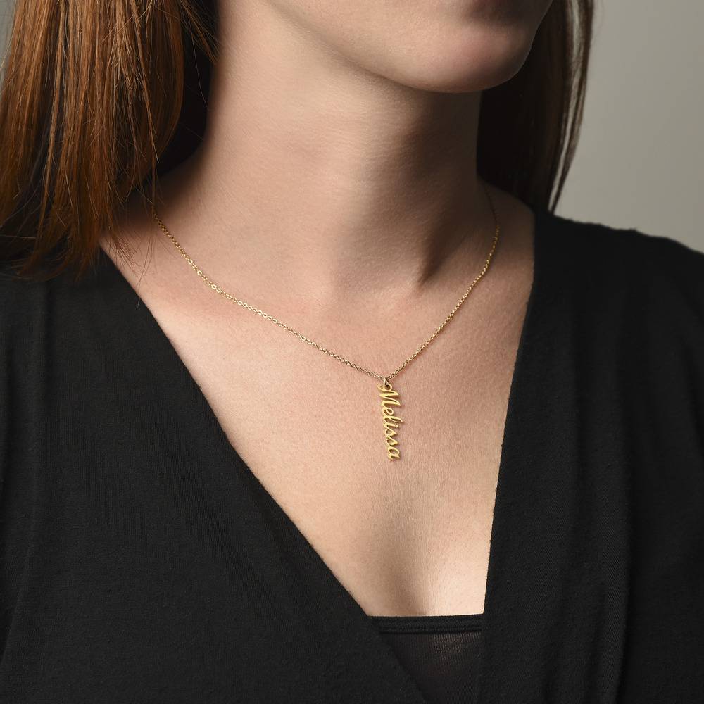 Vertical Name Necklace in 18ct Gold Plated Stainless Steel-2 product photo