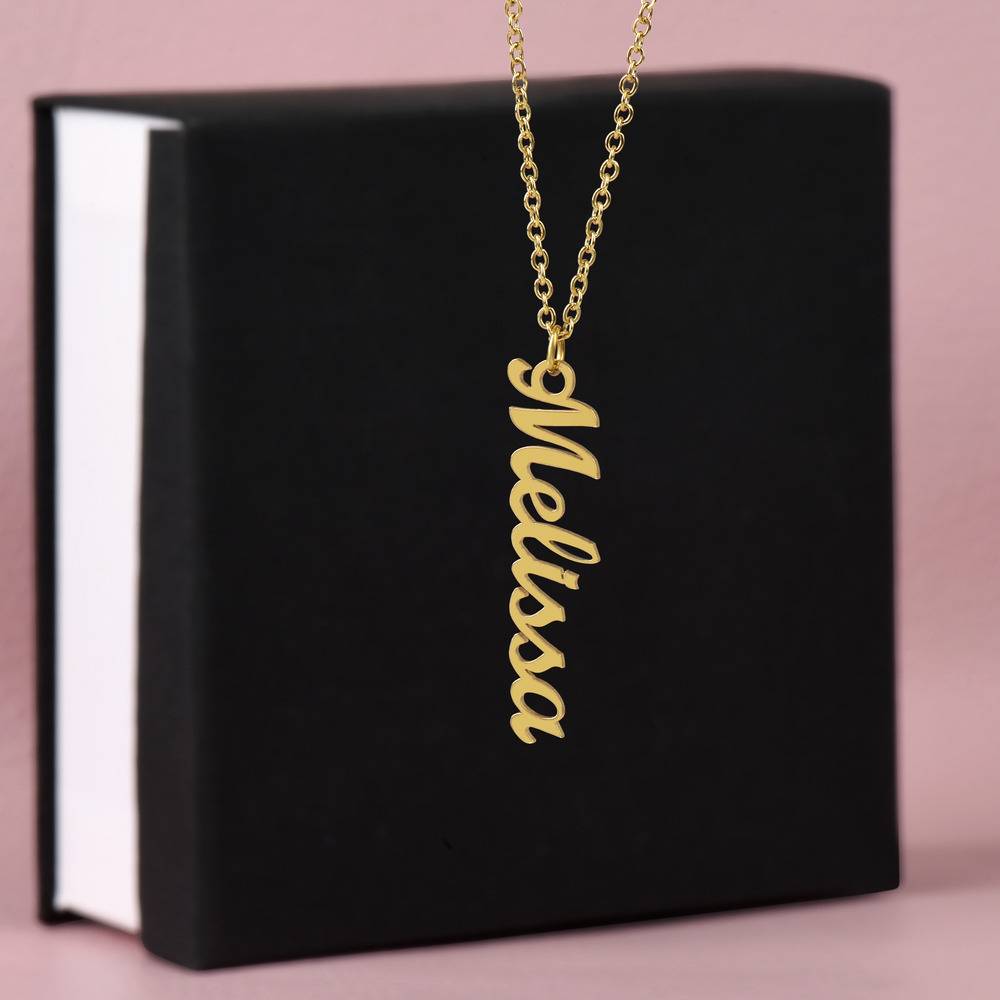 Vertical Name Necklace in 18ct Gold Plated Stainless Steel-4 product photo