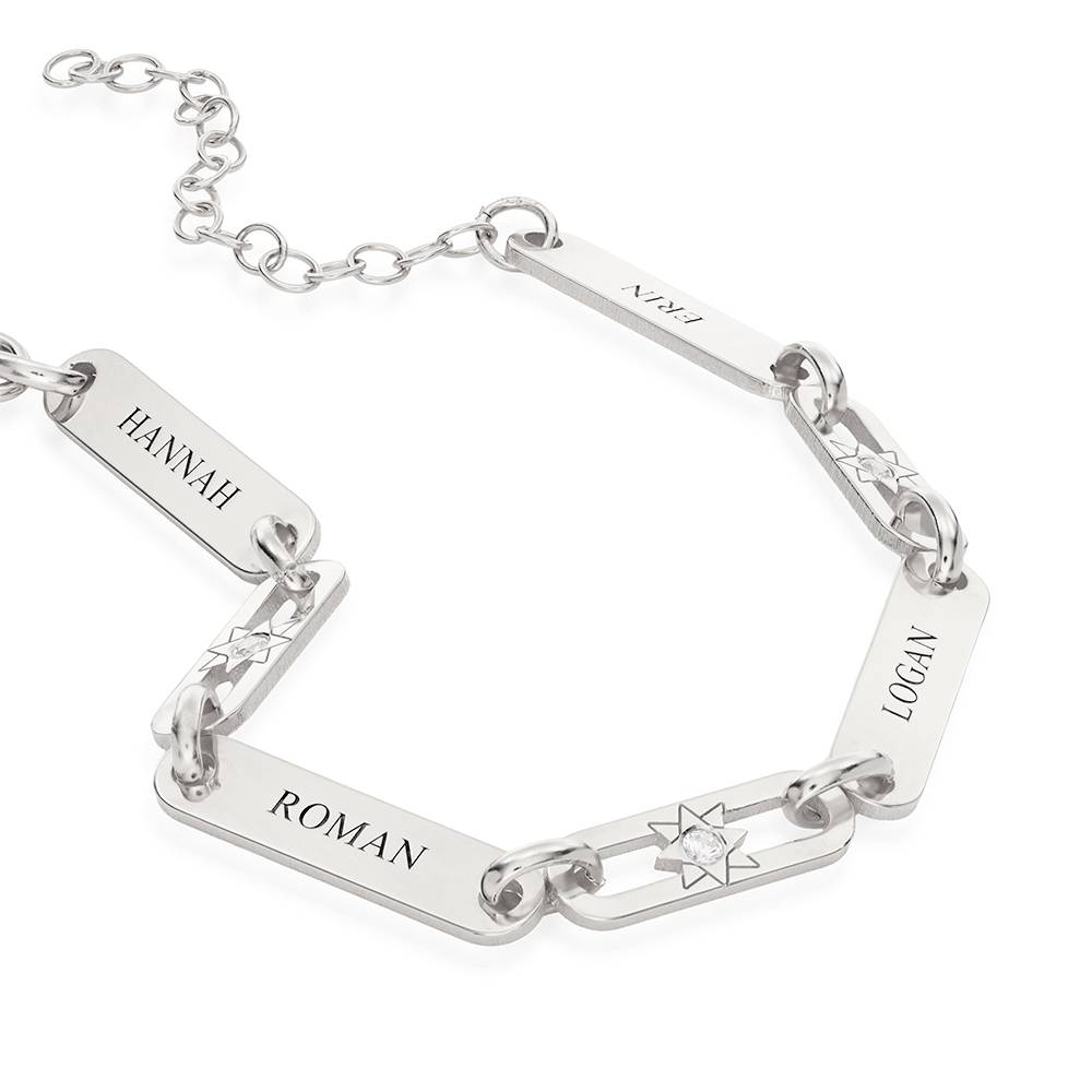 Bracelet Multi plaques & Etoile en Argent 925-3 photo du produit