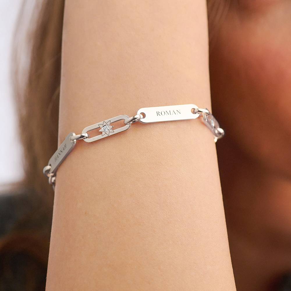 Bracelet Multi plaques & Etoile en Argent 925-6 photo du produit