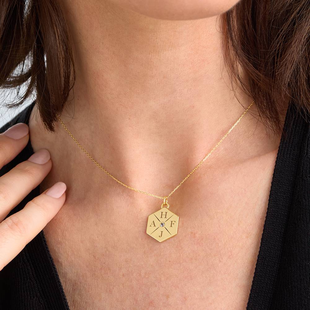 Stars & Back Small Initial Necklace in Yellow Gold-4 product photo