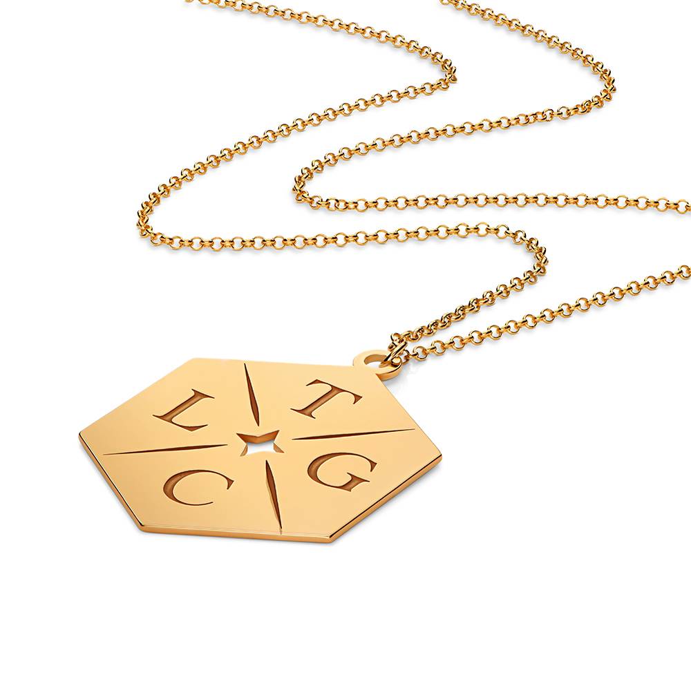 Stars & Back Big Initial Necklace in Gold Vermeil-3 product photo