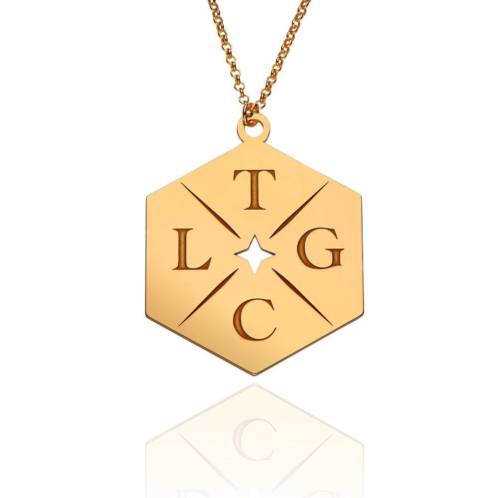Stars & Back Big Initial Necklace in Gold Vermeil-1 product photo